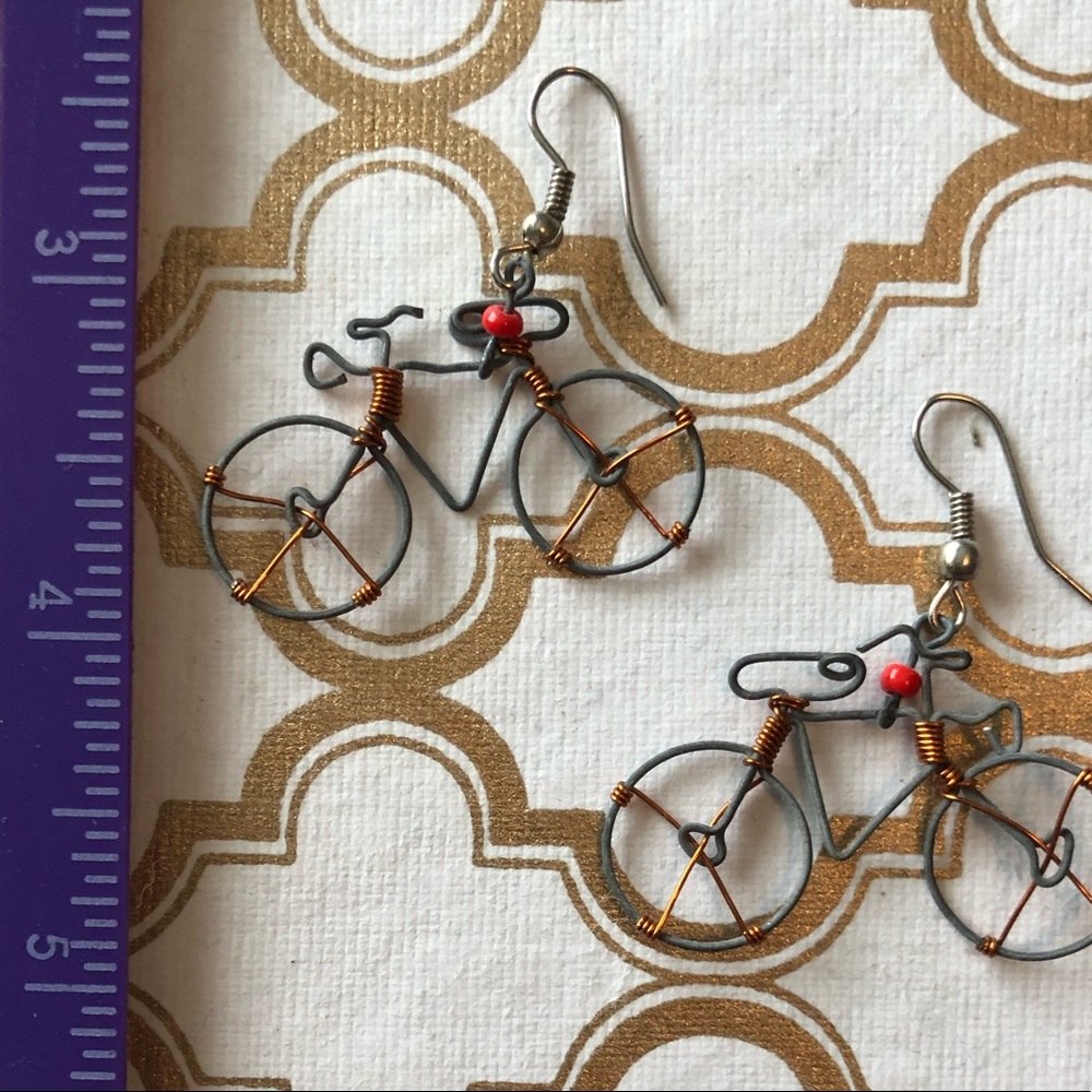 Wire bicycle earrings